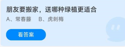 蚂蚁庄园2022年8月31日答案解析-蚂蚁庄园8.31朋友要搬家，送哪种绿植更适合